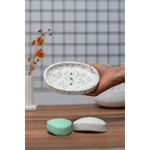 Buççin Online Mağaza Banyo Oval Katı Sabunluk Beton Beyaz Çok Renkli