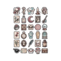 30 Adet Vintage Gotik Tasarım Sticker Seti - Ajanda Scrapbook Laptop Çok Renkli