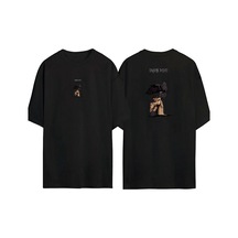 Thewert Unisex Travıs Scott Ön Arka Baskılı Sıyah Oversize T-shirt Siyah