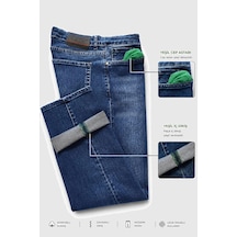 Deepsea Erkek Slim Fit Likralı Taşlanmış Mavi Jean Yumuşak Dokulu Esnek Dar Paça Kot Pantolon 2600991