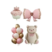 Baby Shower Retro Ayıcık Temalı Kız Bebek Kutlama Seti 256