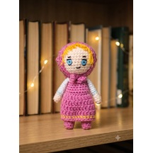Afacan Bir Kız Amigurumi Örgü Oyuncak - El Yapımı 11 Cm Pembe