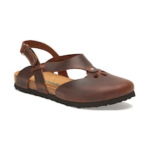 Comfortfusse Megan - Kadın Ortopedik Hakiki Deri Sandalet Kahverengi Yağlı Deri