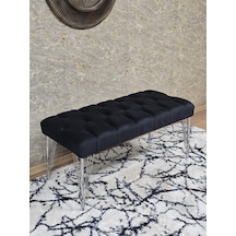 Zafir Krom Tel Ayaklı 90 Cm Puf Bench - Puf - Bench - Kasalı Oturak - Oturak - Yatak Ucu Puf Siyah