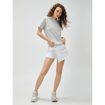 Koton Oversize Tişört Sırt Baskılı Bisiklet Yaka Kısa Kollu Pamuklu Gri 3sal10694ık 3SAL10694IK031 Gri