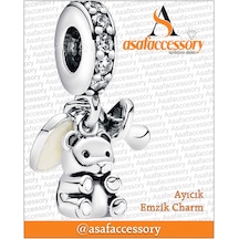 Ayıcık Ve Emzik Sallantılı Charm Gümüş
