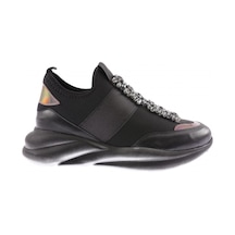 Dgn 222-23y Kadin Strech Detayli Kristal Taşli Sneakers Ayakkabi 222-2026-R1534 Siyah