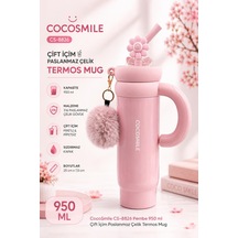 Cocosmile Cs-8826 Pembe 950 Ml Çift İçim Paslanmaz Çelik Termos Mug