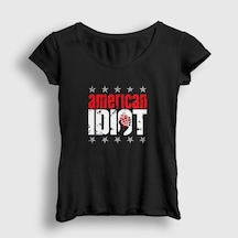 Presmono Kadın American Idiot V3 Green Day T-shirt Siyah