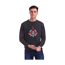 Assassin'S Creed Baskılı Füme Antrasit Erkek Örme Sweatshirt (534646150)
