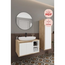 Gül Beyaz 70 Cm Banyo Dolabı Ayna Lavabo Boy Dolabı Beyaz