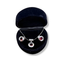 Oya Silver Lal Işıltılı Minimal Gümüş Set&takım