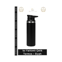Termos Paslanmaz Çelik Çift Katmanlı Vakum İzolasyonlu Mat Tasarım Spor Çelik Termos Siyah