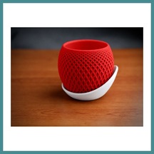 Trendexa 3d Baskı Küre Saksı - Kafes Dokulu İki Parçalı Dekoratif Saksı - Kırmızı-beyaz Mac Standart 72541094