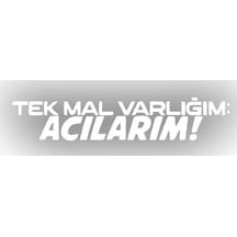 Tek Mal Varlığım Acılarım Araba Sticker 17x17 Cm Beyaz