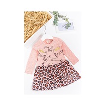 Babymod Leopar Desenli Kedi Baskılı Kız Bebek Elbise