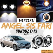 Ford Focus 3 2011-2014 Uyumlu Mercekli Angel Sis Farı Metal Su Geçirmez 76 Mm Turuncu Halkalı Gündüz Farı Angel 2 Adet