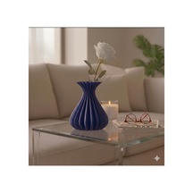 Kkg 3d Studio Vazo Modern Estetik 3d Baskı, Dekoratif, Bohem Lacivert Lacivert