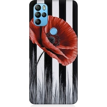 General Mobile Gm 21 Pro Uyumlu Siyah Çizgide Gelincik Desenli Silikon Kılıf Çok Renkli