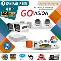 Go Vision 4'lü 4mp 4k Ultra Hd Ip Güvenlik Kamera Seti Gece Görüşlü, Dış Mekan Uyumlu 320 Gb