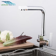 Lexus Water Su Arıtma Cihazları İçin 3 Yollu Kare Arıtmalı Musluğu Krom