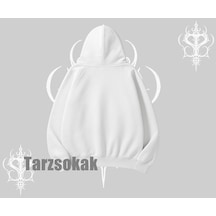 Startmore Relax Kedi Baskılı Kapşonlu Sweatshirt Beyaz