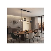 Dörtlü 4lü Füme Cam Bal Cam Şeffaf Cam Masaüstü Cam Sarkıt Tavan Vize Salon Modern Şık Lüks Avize Otel Restaurant Avize Siyah