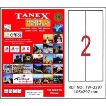 Tanex Laser Etiket 100 Yp 105x297 Laser-copy-ınkjet Tw-2297 Diğer