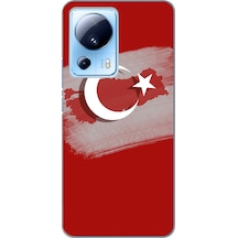 Xiaomi Mi 13 Lite Uyumlu Türkiye Harita Detaylı Türk Bayrağı Baskılı Silikon Kılıf Renkli
