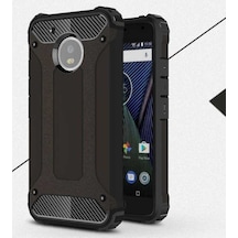 Noktaks - Lenovo Moto G5s Uyumlu - Kılıf Çift Katman Koruyucu Crash Military Tank Kılıf - Siyah Siyah