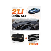 E-biz Renault Laguna 2 2002-2005 Uyumlu Torpido Örtüsü + Deri Bagaj Çantası - Siyah-bej - Re033