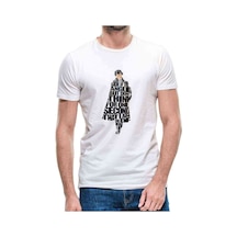 Sherlock Typography Erkek Beyaz Tshirt
