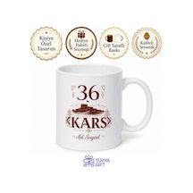 Kars Plaka Kodlu Seramik Kupa Bardak 36 Kars Hediye Özel Tasarım Beyaz / Çok Renkli