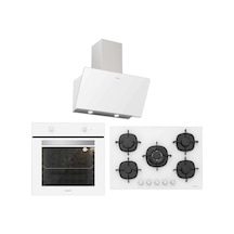 Silverline BO6501W01 - CS5365W01 - 3457 Soho 80 Beyaz Cam Ankastre Set