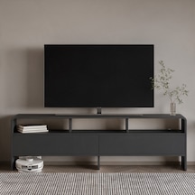 İnarch Dizayn Onda 2 Kapaklı Tv Sehpası - 160 Cm Modern Depolama Üniteli Tv Konsolu Antrasit