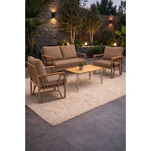 Lily Cappuccino 211 Masalı Kahverengi Bahçe Takımı Balkon & Teras Oturma Seti 4 Parça