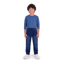 Onloox Erkek Koyu Mavi Erkek Çocuk Koyu Mavi Denim Dar Paça Regular Kesim Beli Lastikli Bağcıklı Jean Pantolon 5-9 Yaş