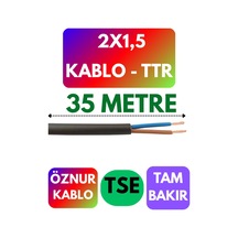 Öznur 2x1,5 Ttr Kablo Siyah Metre Seçenekli - 35 Metre