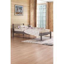 Kappis-s Tek Kişilik Ferforje Metal Karyola-kahverengi Ahşap Latalı