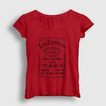 Presmono Kadın Old Led Zeppelin T-shirt Kırmızı