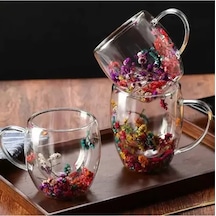 250 Ml Büyük Cidarlı Çiçekli Bardak 1 Adet Royaleks-1385 Altın - Şeffaf