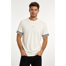Cazador Erkek T-shirt Dokuma Kısa Kol 44710 Ekru Ekru