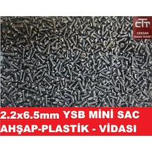 2.2X6.5 MM Ysb Sac Vidası Mini Siyah Adet Seçenekli 50-100-250 100 Adet