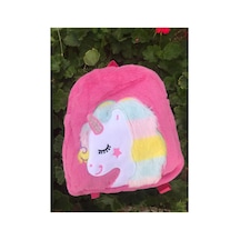 Unicorn Desenli Peluş Sırt Çantası Açık Pembe Çok Renkli