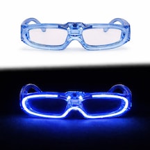 Mavi - 66 - Led Işıklı Parti Gözlüğü 3 Modlu Glow &amp Gece - Edntrend - Eğlence Gözlüğü