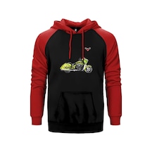 Victory Vison Green Kırmızı Renk Reglan Kol Kapşonlu Sweatshirt Kırmızı