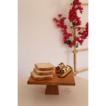 Piramit 25x25 Cm Ahşap 10 Cm Ayaklı Yuvarlak Pasta Sunum Servis T