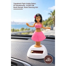 10 Adet Güneş Enerjili Solar Dans Eden Kız Yapışkanlı Figür Araba Dekor, Pil Gerektirmez, 10,5x5 Cm, Renk Karışık, Solar Dancing Girl