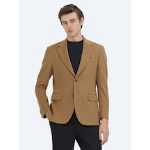 Deve Tüyü Düz Modern Fit Yün Karışımlı Ceket Deve Tüyü