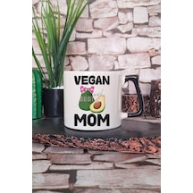 Vegan Mom Baskılı Hediyelik Kulplu Kupa Bardak Siyah